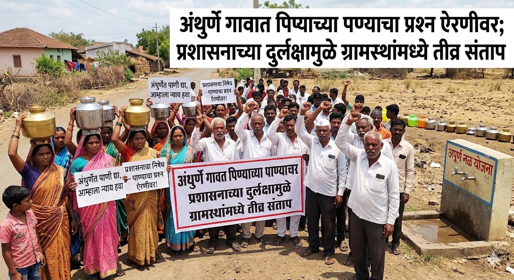 अंथुर्णे गावात पिण्याच्या पाण्याचा प्रश्न ऐरणीवर; प्रशासनाच्या दुर्लक्षामुळे ग्रामस्थांमध्ये तीव्र संताप .